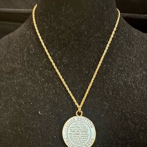 Brand new upcycled Louis Vuitton Gold  & blue trunks & bags Pendant Necklace